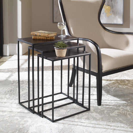 Coreene Iron Nesting Tables (Set of 3) by Uttermost in iron. Made from iron, aluminum in a modern style.