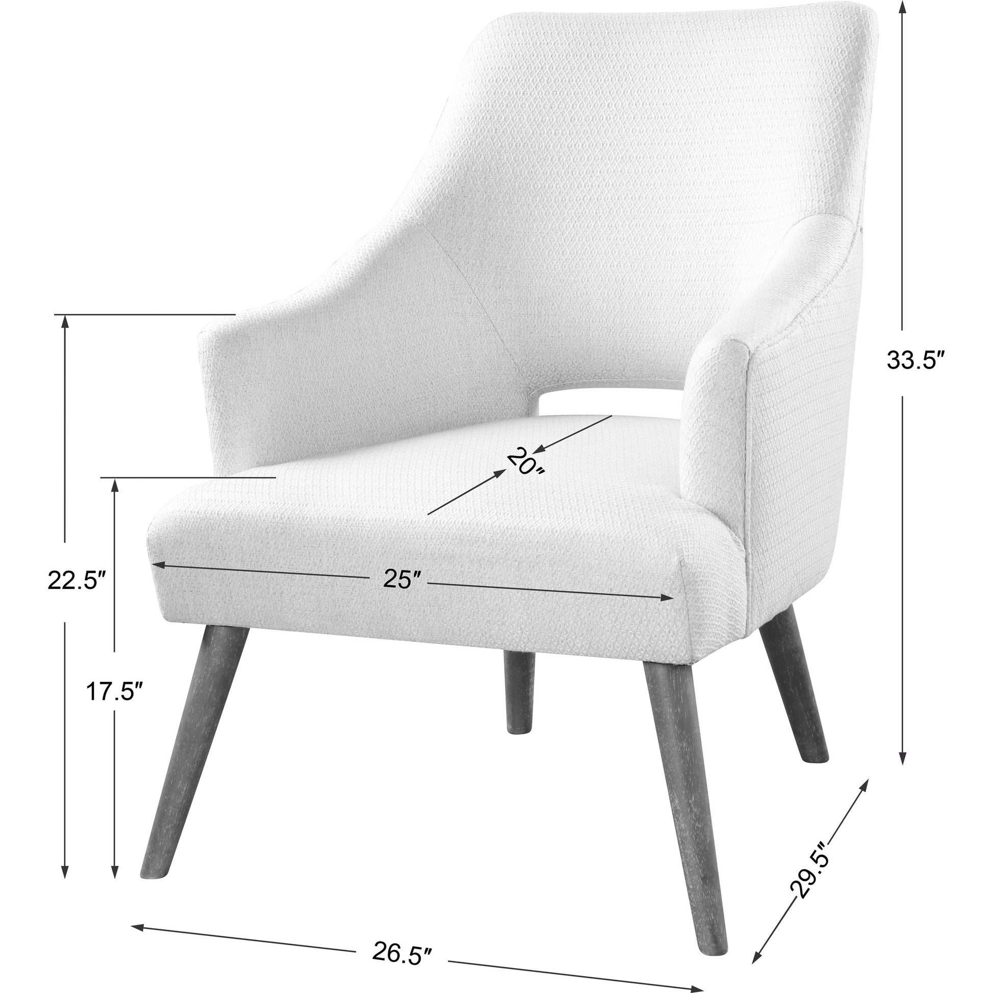 Dree Retro Accent Chair by Uttermost. Made from plywood, rubber wood, foam, fabric in a modern style.