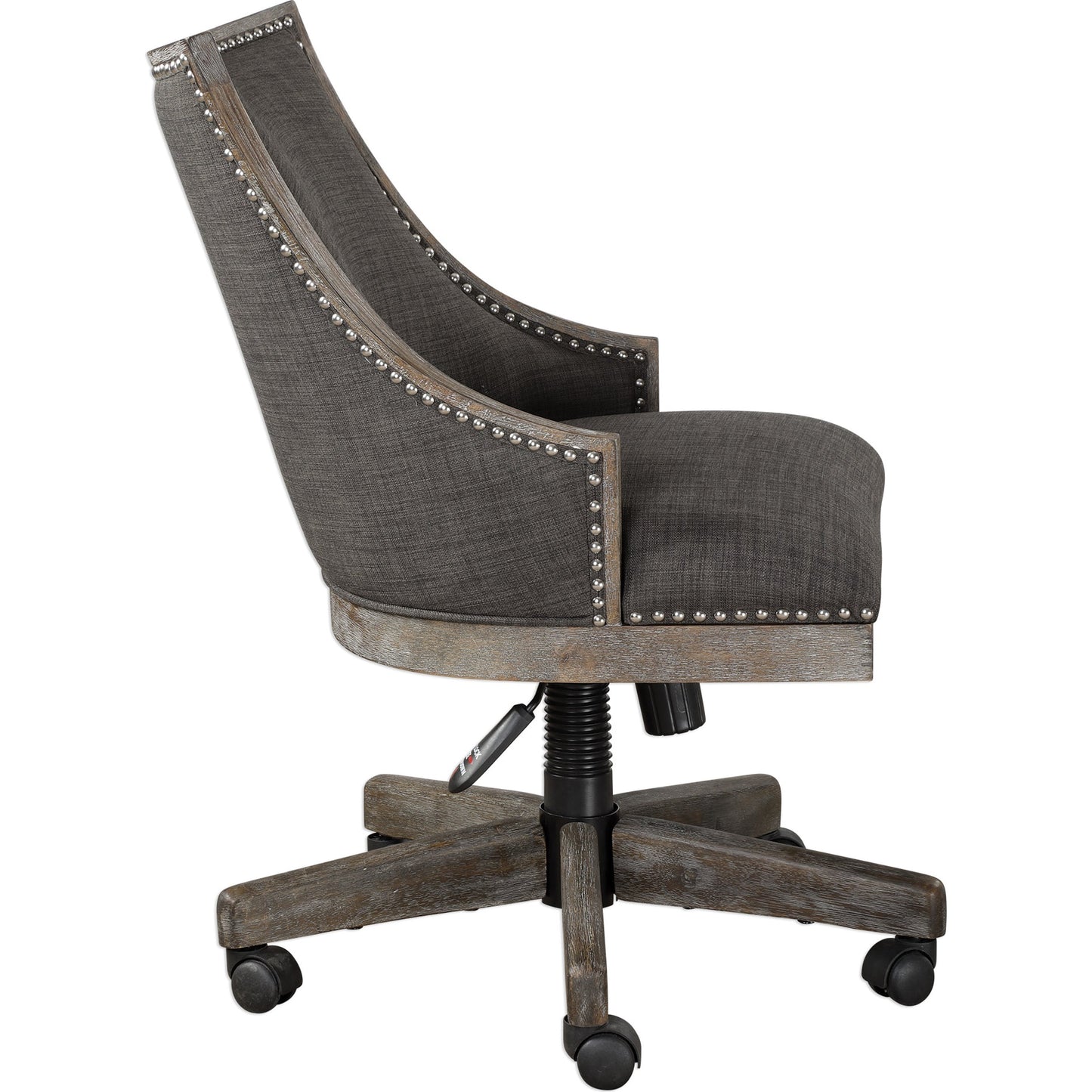003 S-252915 | Additional Silo | Aidrian Charcoal Desk Chair by Uttermost in charcoal. Made from metal, bent wood, plywood, fabric, foam in a cottage & farmhouse style.