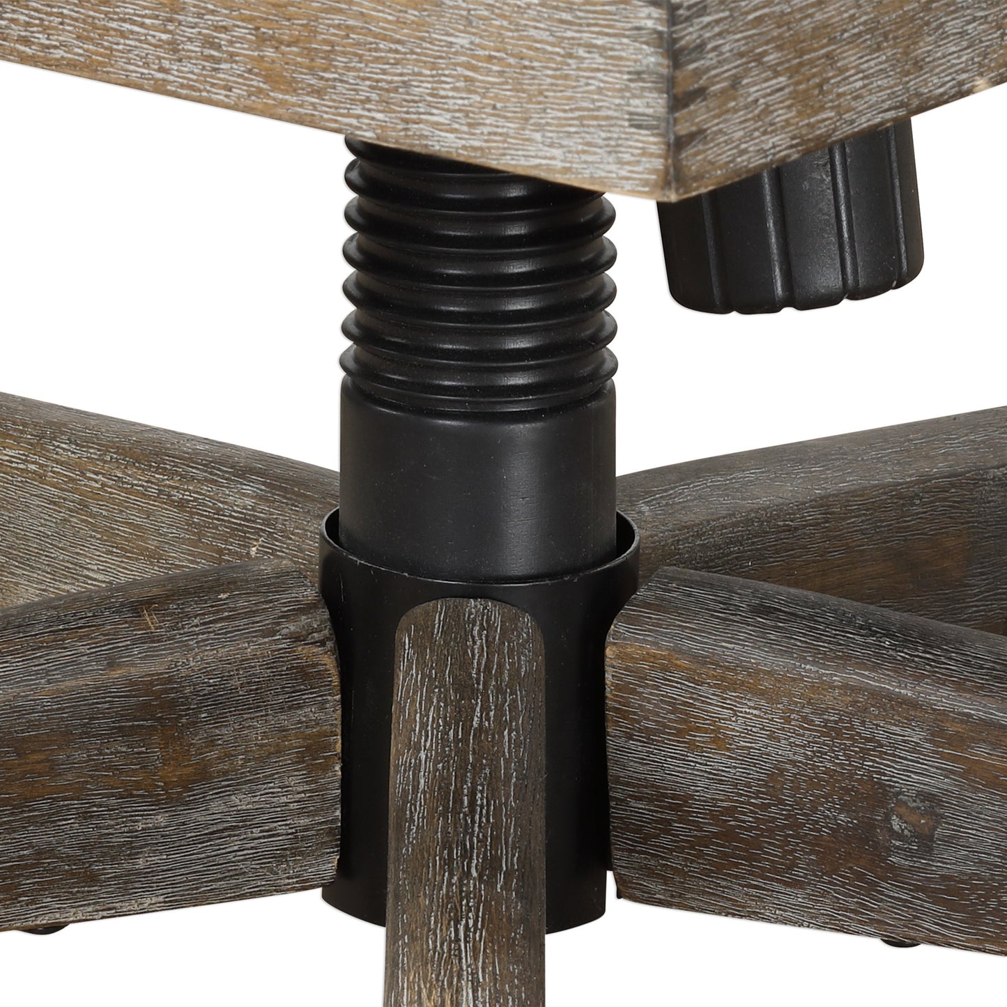 006 S-252915 | Closeup | Aidrian Charcoal Desk Chair by Uttermost in charcoal. Made from metal, bent wood, plywood, fabric, foam in a cottage & farmhouse style.