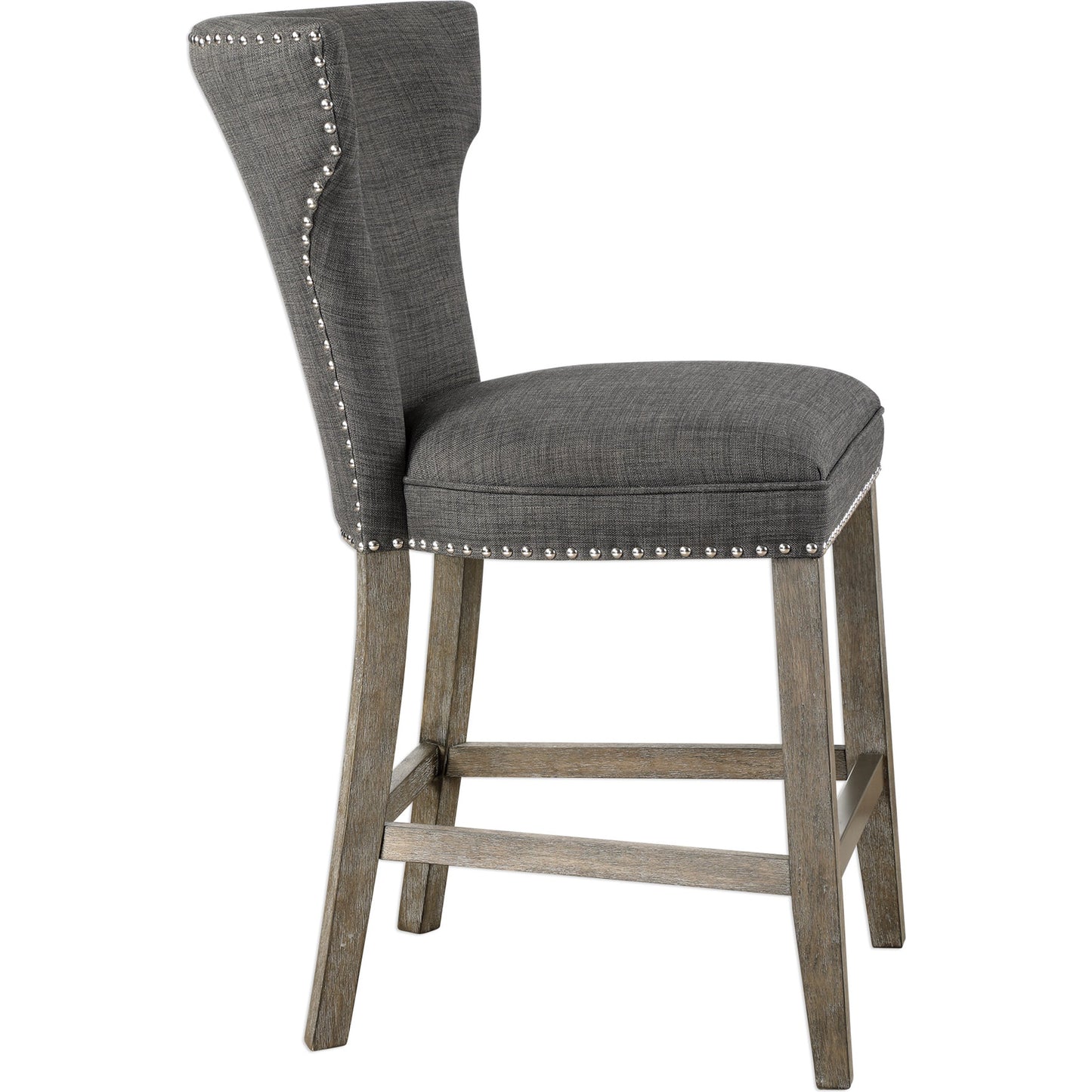 002 S-252916 | Additional Silo | Arnaud Charcoal Counter Stool by Uttermost in charcoal. Made from solid wood, plywood, fabric, foam in a cottage & farmhouse style.