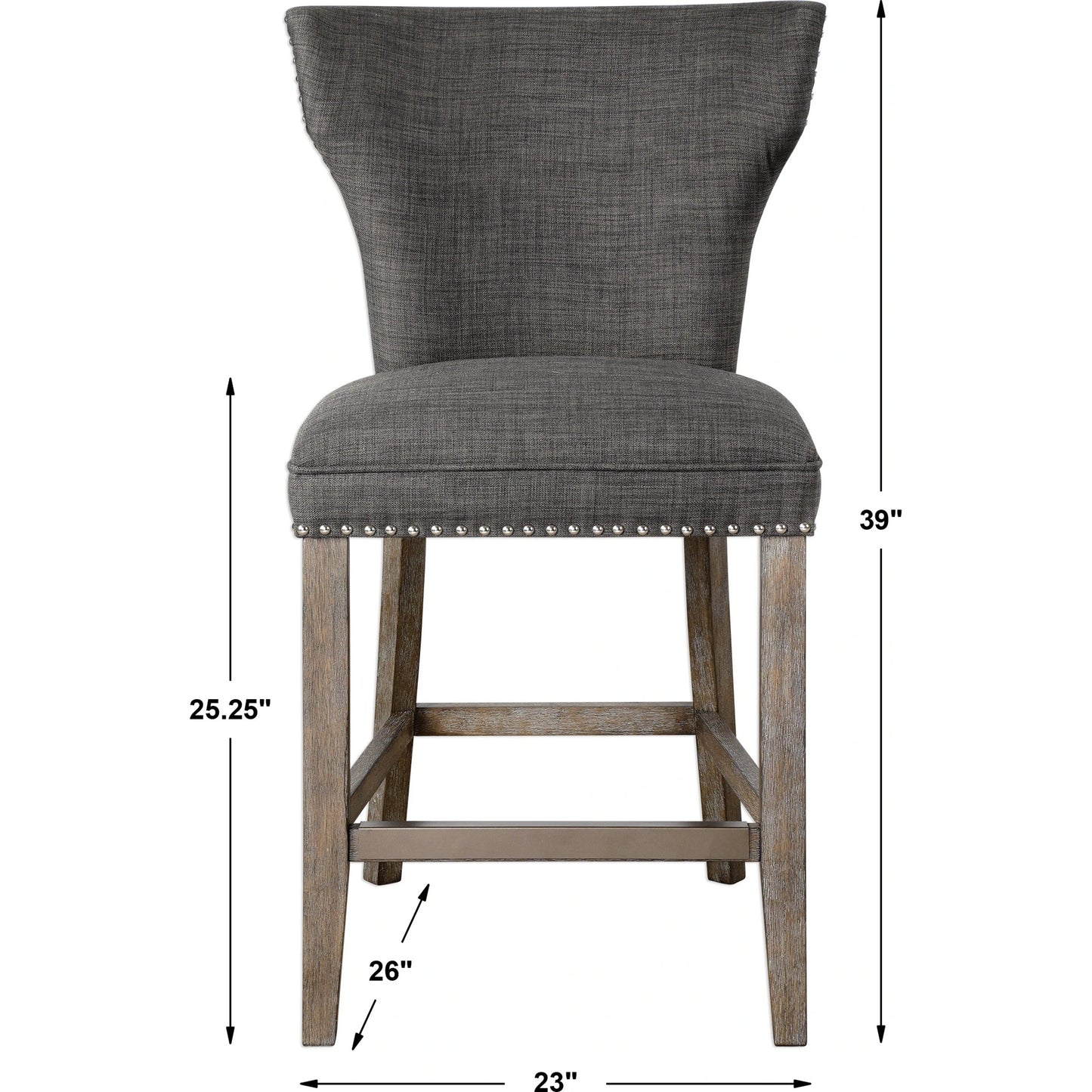 005 S-252916 | Additional Silo | Arnaud Charcoal Counter Stool by Uttermost in charcoal. Made from solid wood, plywood, fabric, foam in a cottage & farmhouse style.