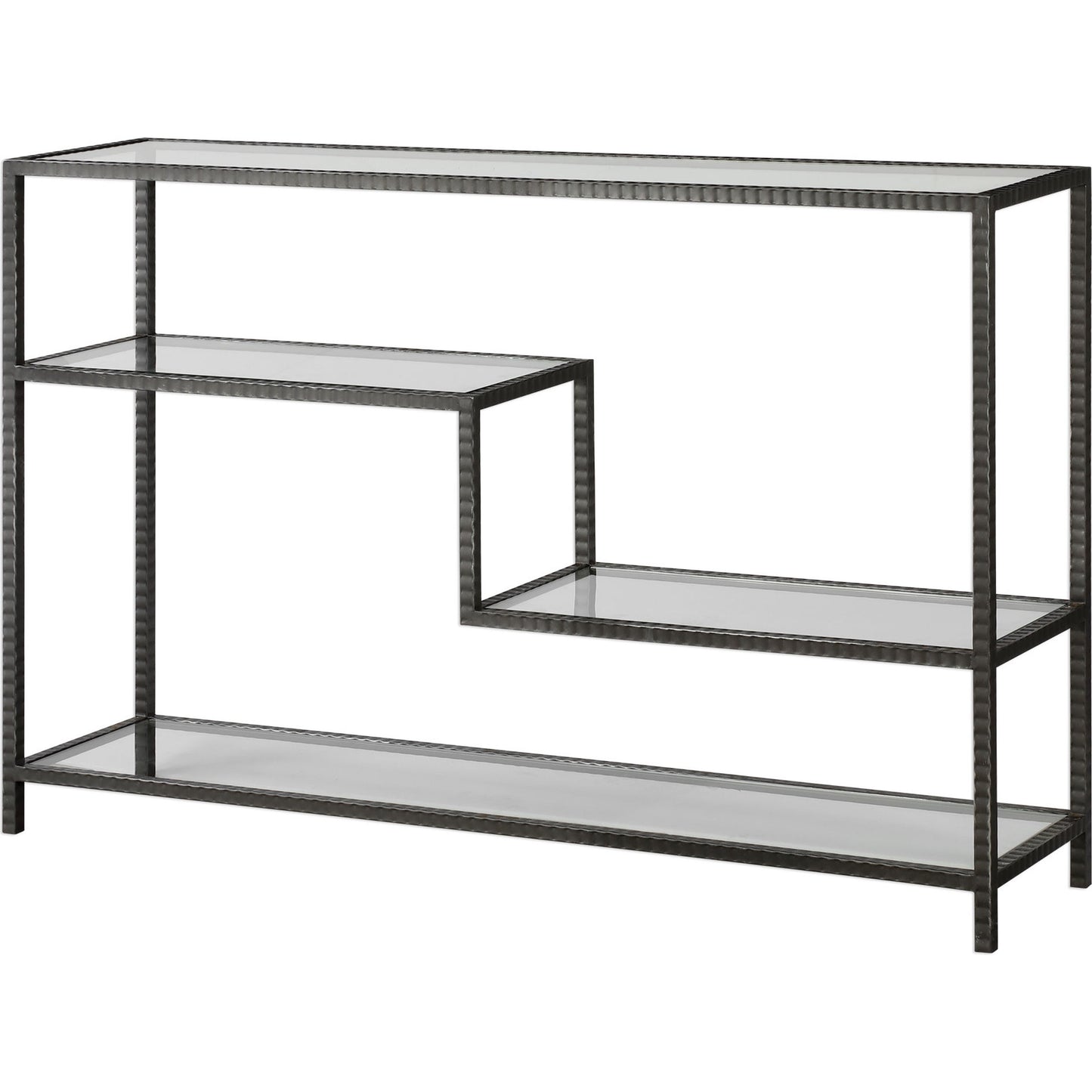 001 S-253157 | Primary Silo | Leo Industrial Console Table by Uttermost. Made from iron, glass in a modern style.