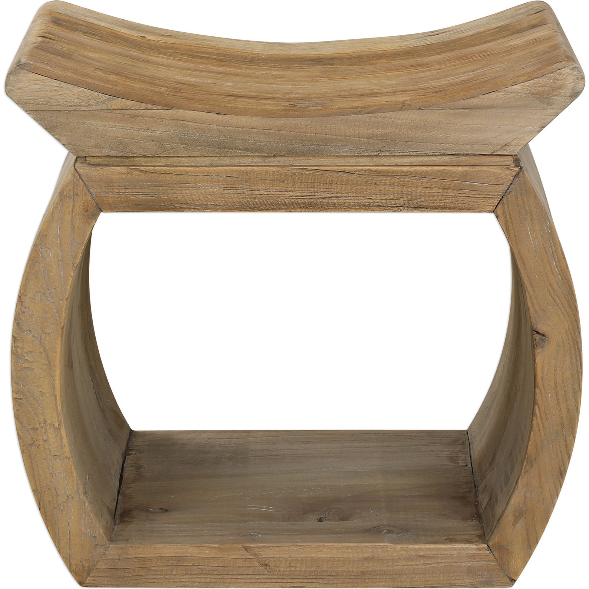 Connor Elm Accent Stool by Uttermost. Made from reclaim elm wood in a cottage & farmhouse style.
