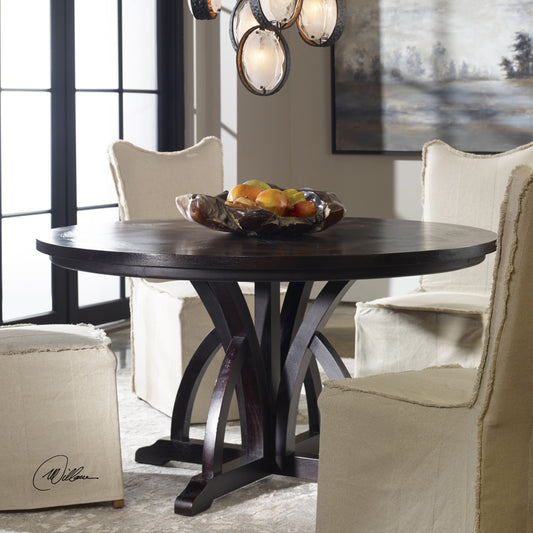 Maiva Dining Table by Uttermost in black. Made from mango wood with mdf carb phase 2 in a transitional style.