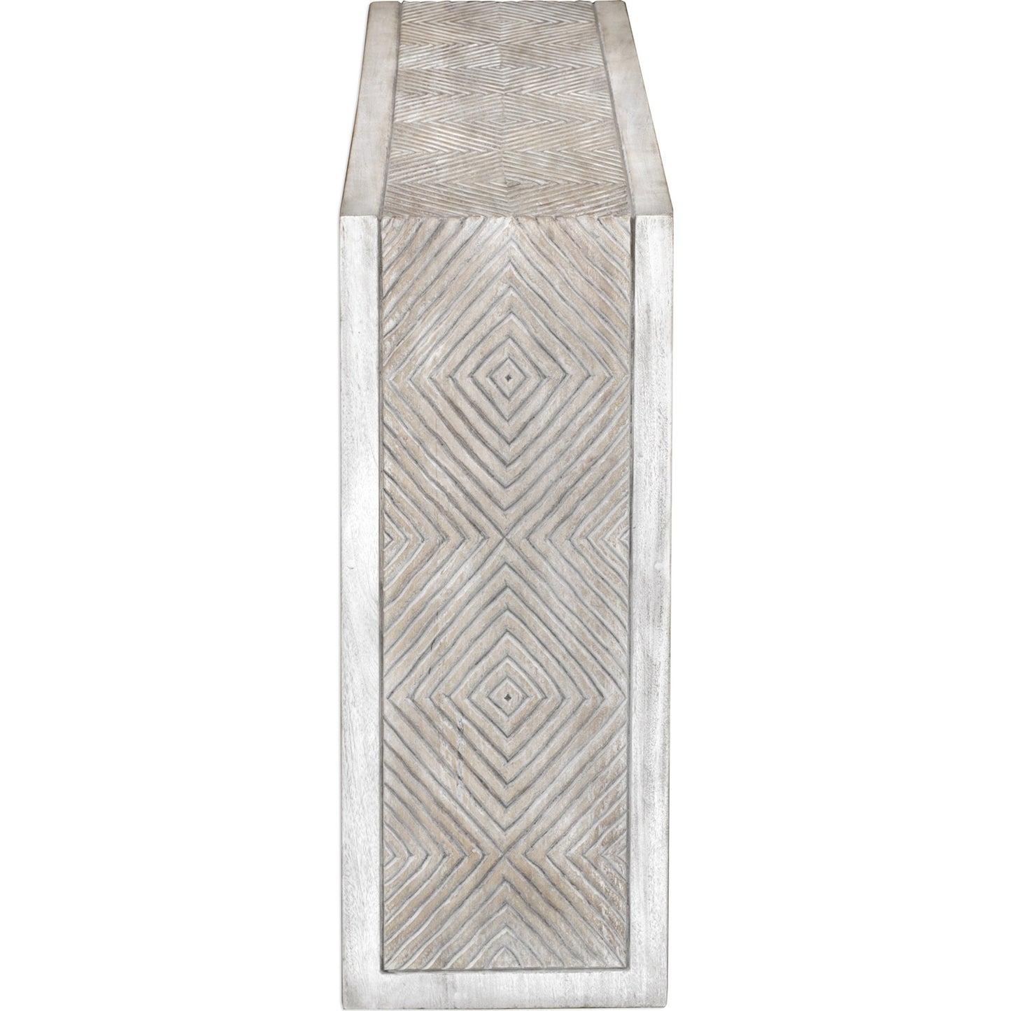 002 S-329020 | Additional Silo | Genara Bone White Carved Console Table by Uttermost in white. Made from mahogany wood in a modern style.