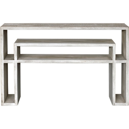 Genara Bone White Carved Console Table by Uttermost in white. Made from mahogany wood in a modern style.