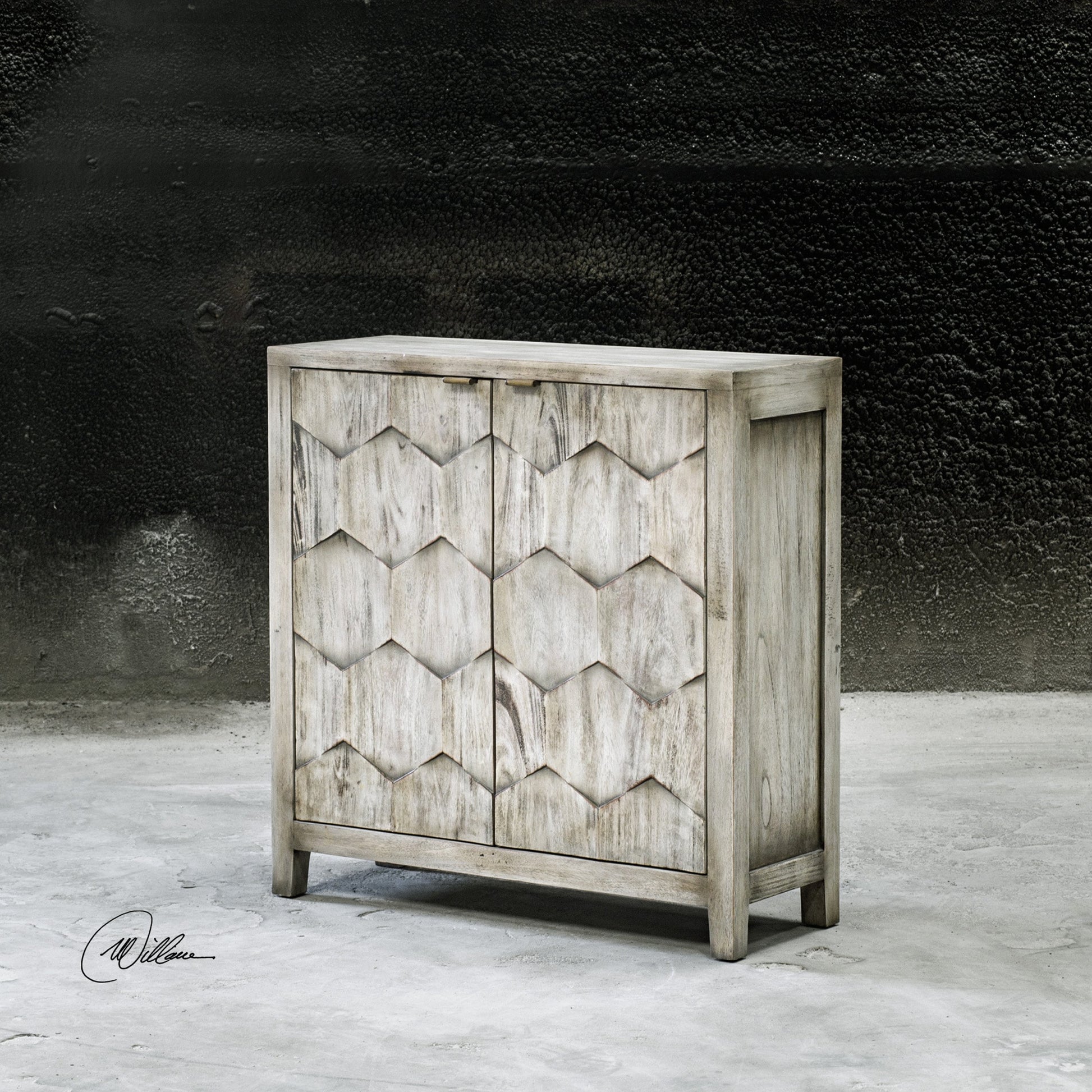 Catori Smoked Ivory Console Cabinet by Uttermost. Made from mdf carb phase 2 with mahogany wood in a eclectic & global style.