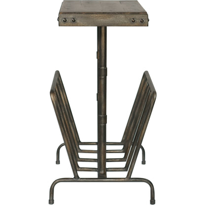 Sonora Industrial Magazine Side Table by Uttermost. Made from iron, acacia in a rustic style.