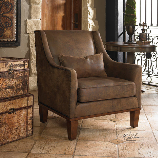 Clay Armchair by Uttermost. Made from fabric, wood, plywood, foam in a cottage & farmhouse style.