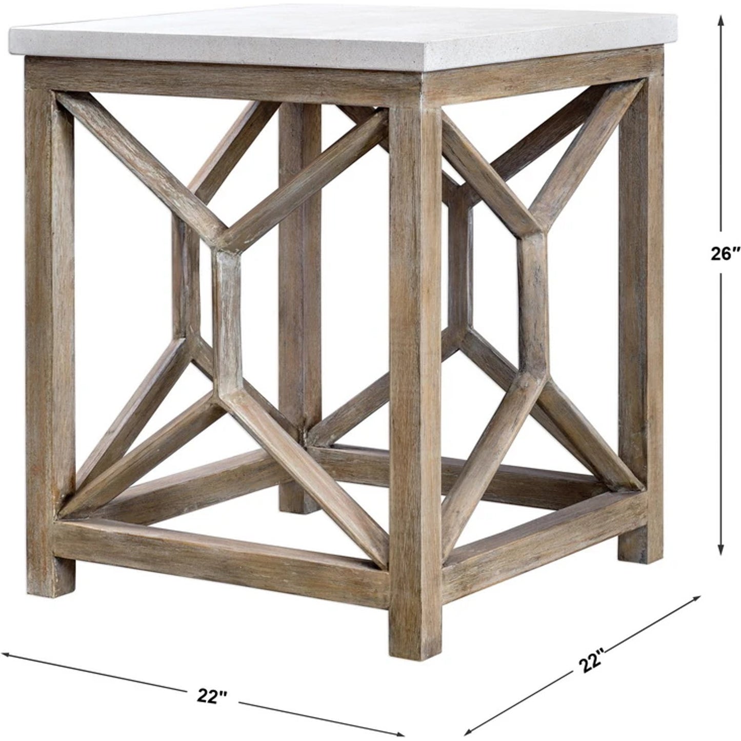 007 S-329042 | Additional Silo | Catali Stone End Table by Uttermost. Made from javawood with plywood carb phase 2, limestone in a transitional style.