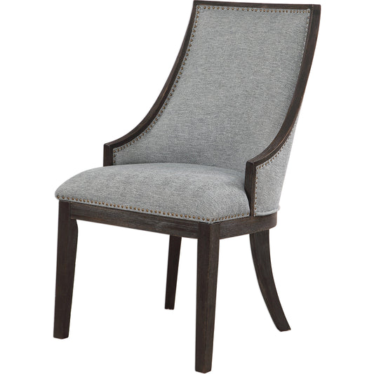 Janis Accent Chair by Uttermost. Made from birch wood, plywood, fabic, metal, foam in a transitional style.