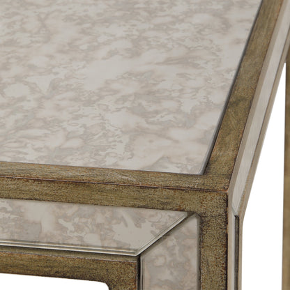 Julie Mirrored End Table by Uttermost. Made from mdf, wood in a transitional style.