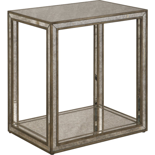 Julie Mirrored End Table by Uttermost. Made from mdf, wood in a transitional style.