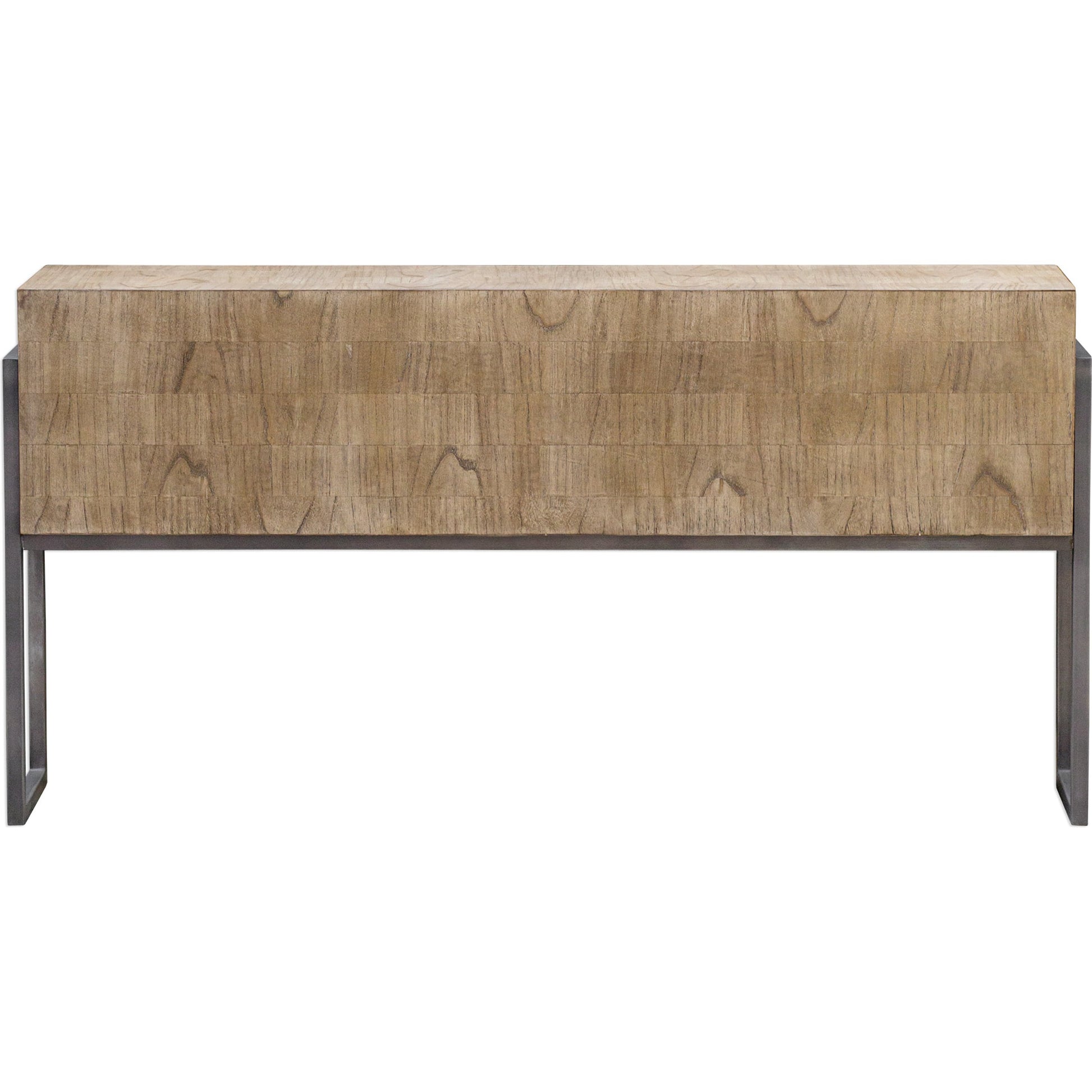Nevis Contemporary Sofa Table by Uttermost. Made from mdf carb phase 2 with mahogany wood, iron metal in a modern style.