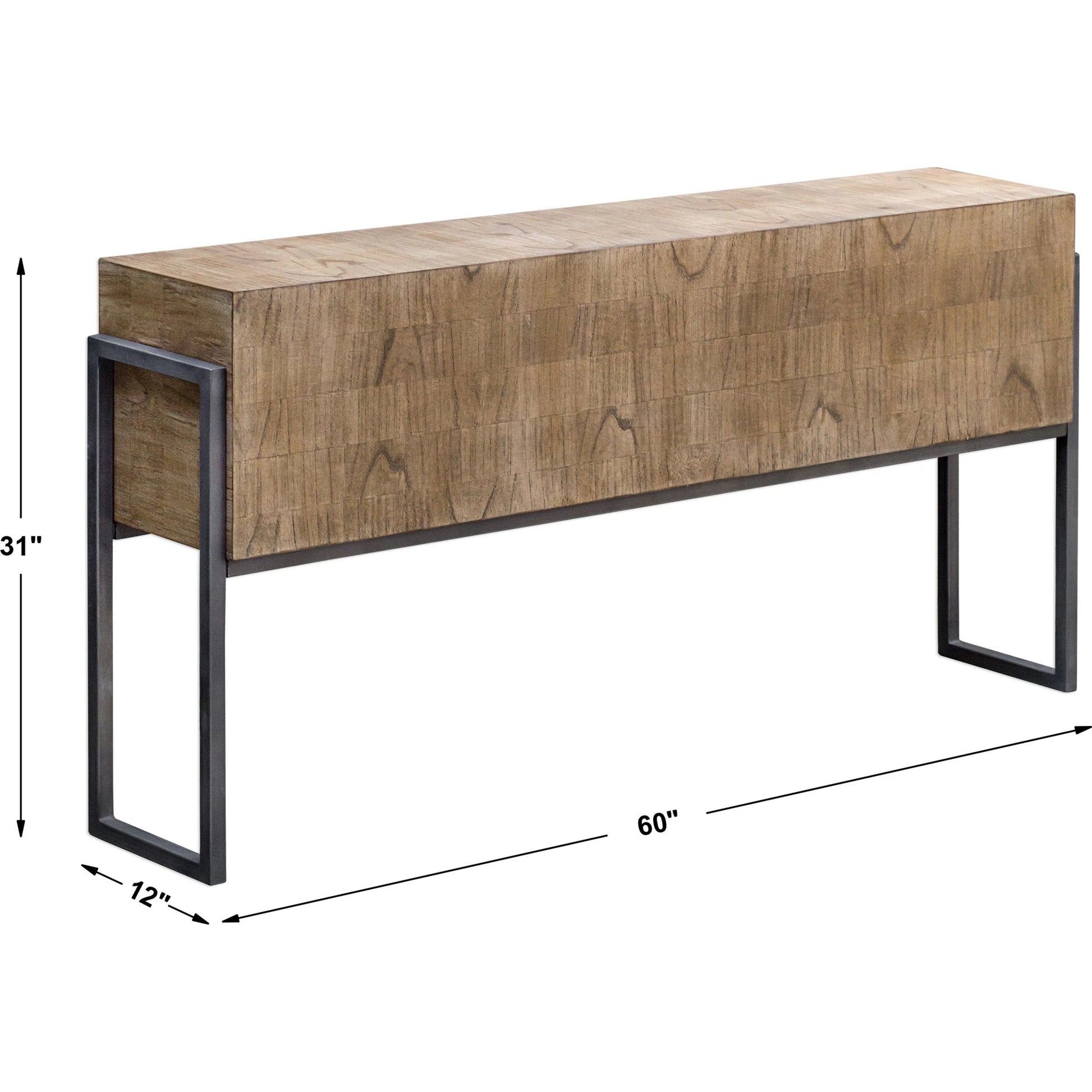 Nevis Contemporary Sofa Table by Uttermost. Made from mdf carb phase 2 with mahogany wood, iron metal in a modern style.