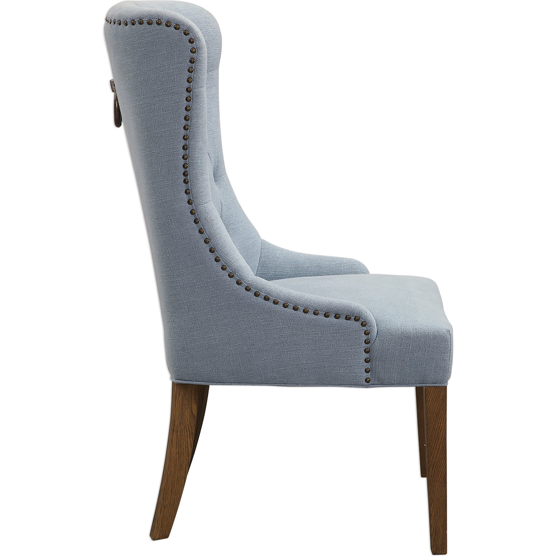 Rioni Tufted Wing Chair by Uttermost. Made from fabric, oak wood, plywood, foam in a traditional style.