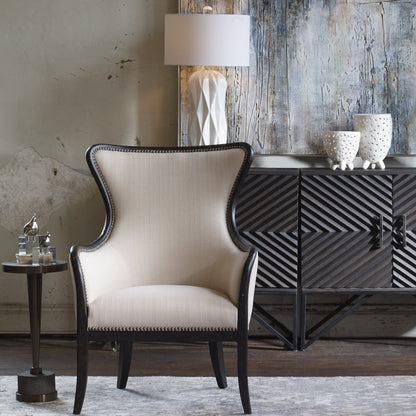 Masika Accent Table by Uttermost in bronze. Made from concrete, metal in a modern style.