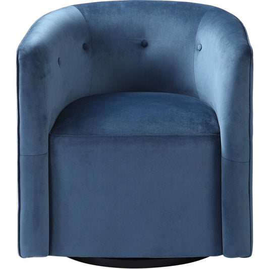 Mallorie Swivel Chair by Uttermost in blue. Made from birch wood, plywood, fabric, foam in a modern style.