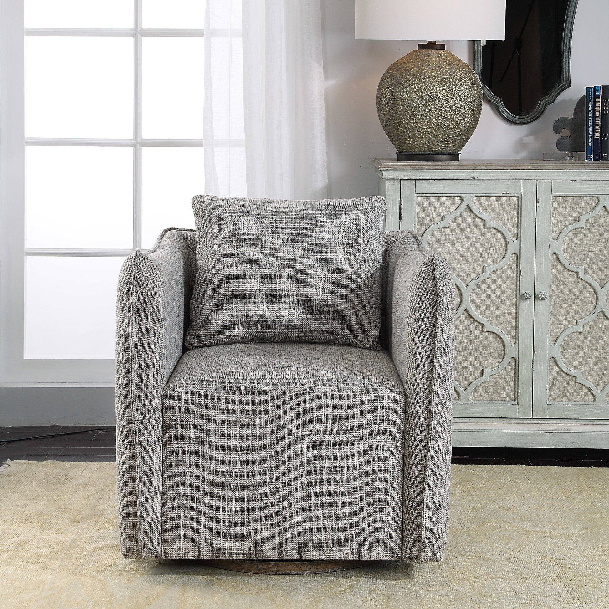 Corben Swivel Chair by Uttermost. Made from unique in a modern style.