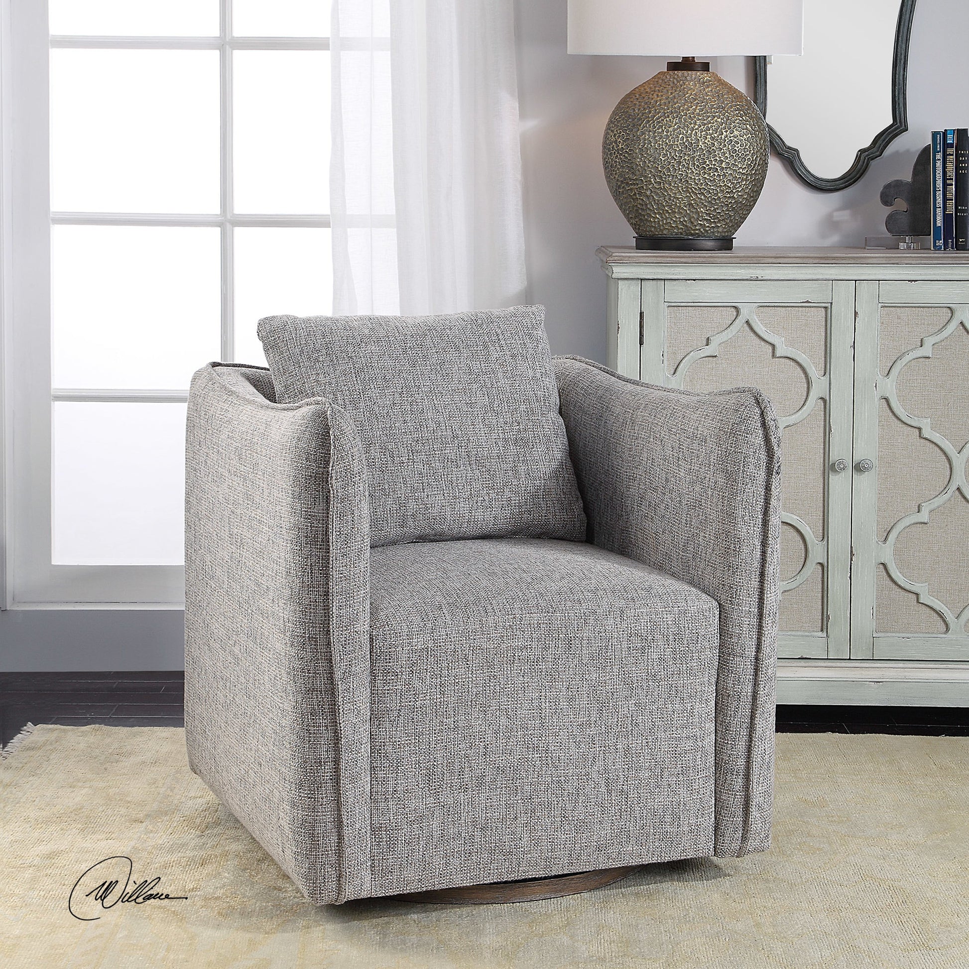 Corben Swivel Chair by Uttermost. Made from unique in a modern style.