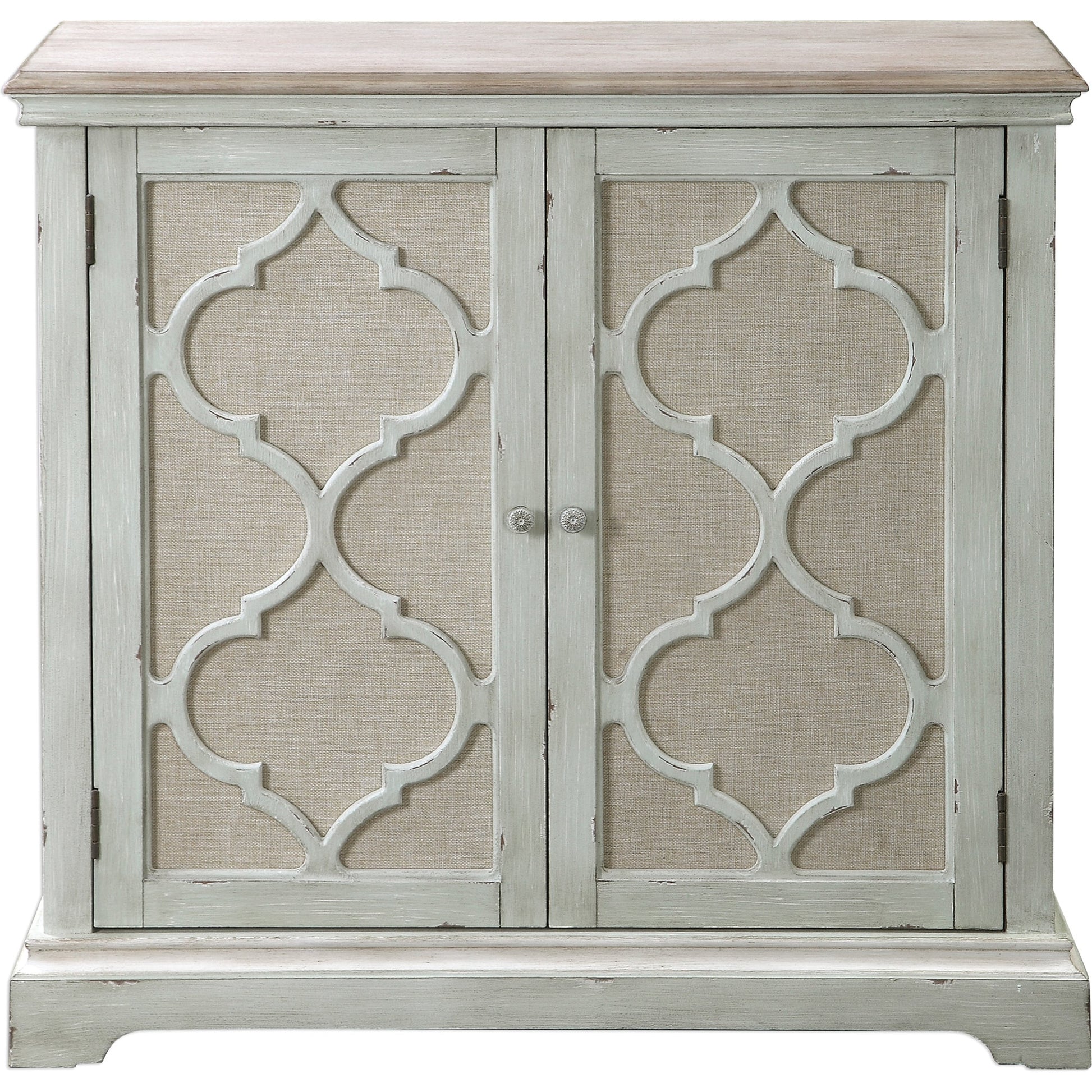 Sophie Cabinet by Uttermost. Made from alm veneer, mdf, linen in a cottage & farmhouse style.