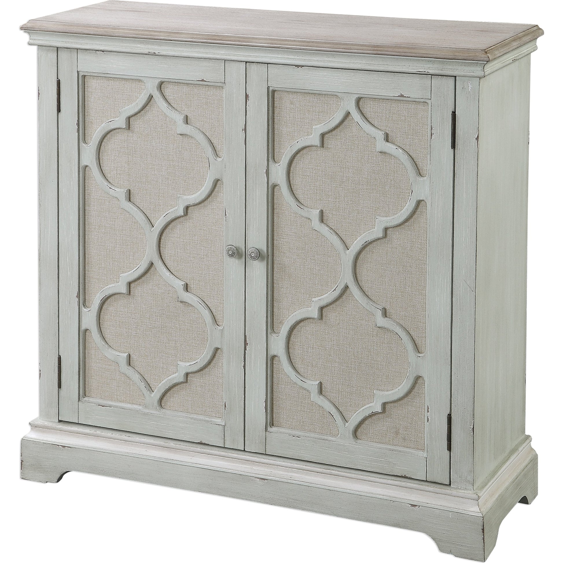 Sophie Cabinet by Uttermost. Made from alm veneer, mdf, linen in a cottage & farmhouse style.
