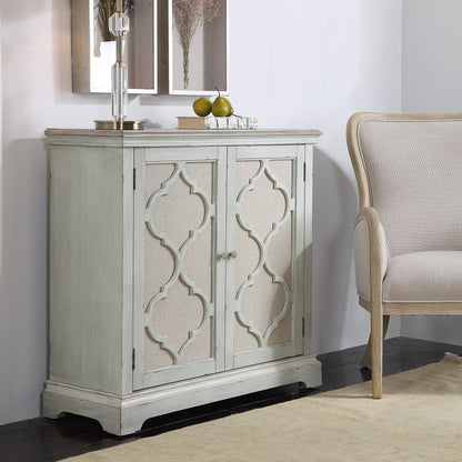 Sophie Cabinet by Uttermost. Made from alm veneer, mdf, linen in a cottage & farmhouse style.