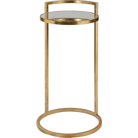 Cailin Accent Table by Uttermost in gold. Made from iron, glass, mdf in a transitional style.
