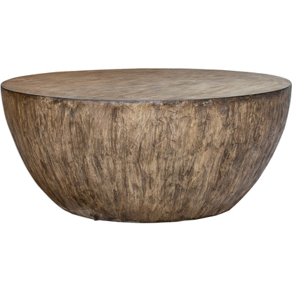 Lark Round Wood Coffee Table by Uttermost. Made from mdf carb phase 2 with javawood, resin in a eclectic & global style.