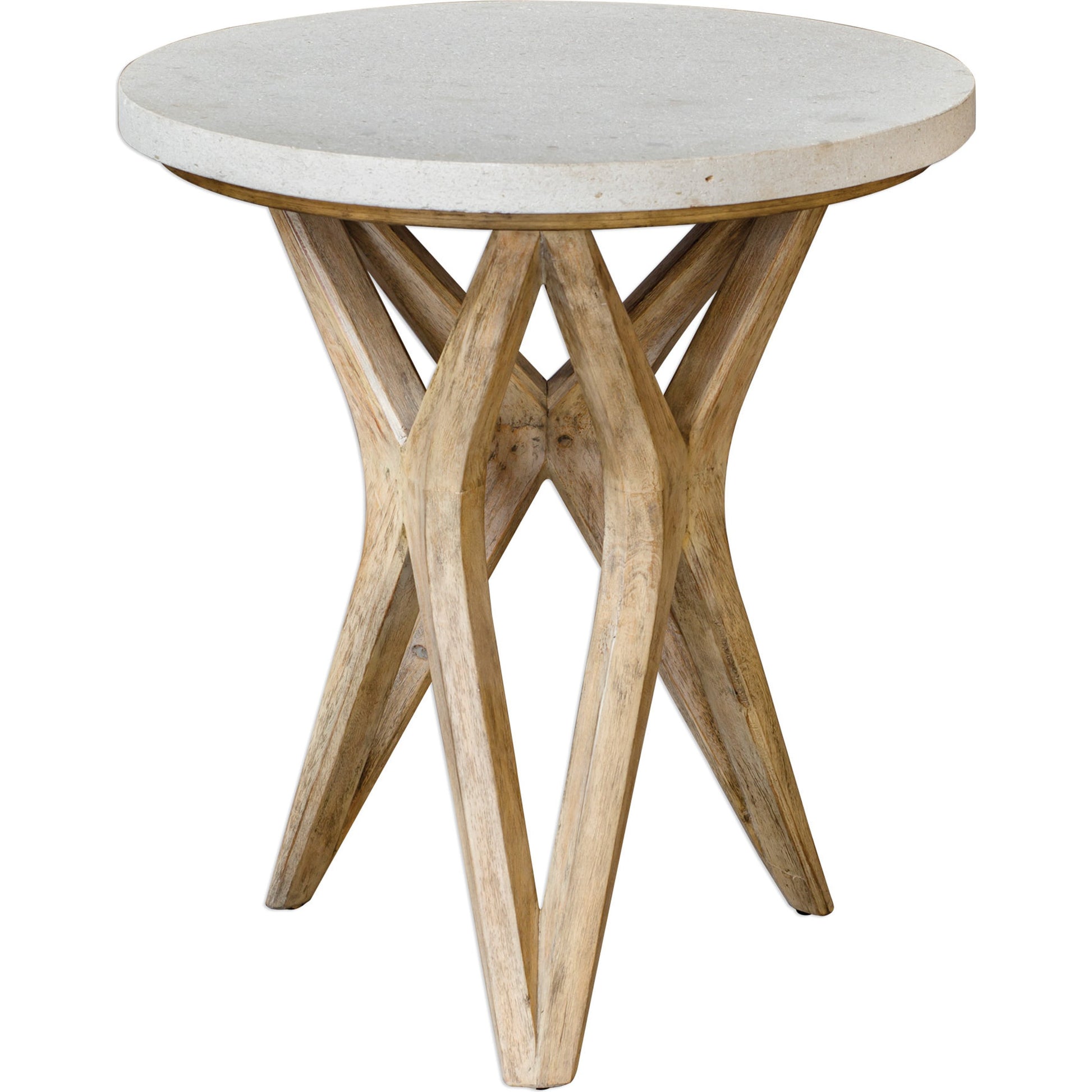 Marnie Limestone Accent Table by Uttermost. Made from javawood with plywood carb phase 2, limestone in a eclectic & global style.