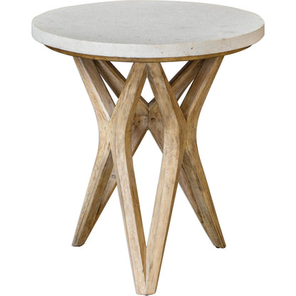 Marnie Limestone Accent Table by Uttermost. Made from javawood with plywood carb phase 2, limestone in a eclectic & global style.