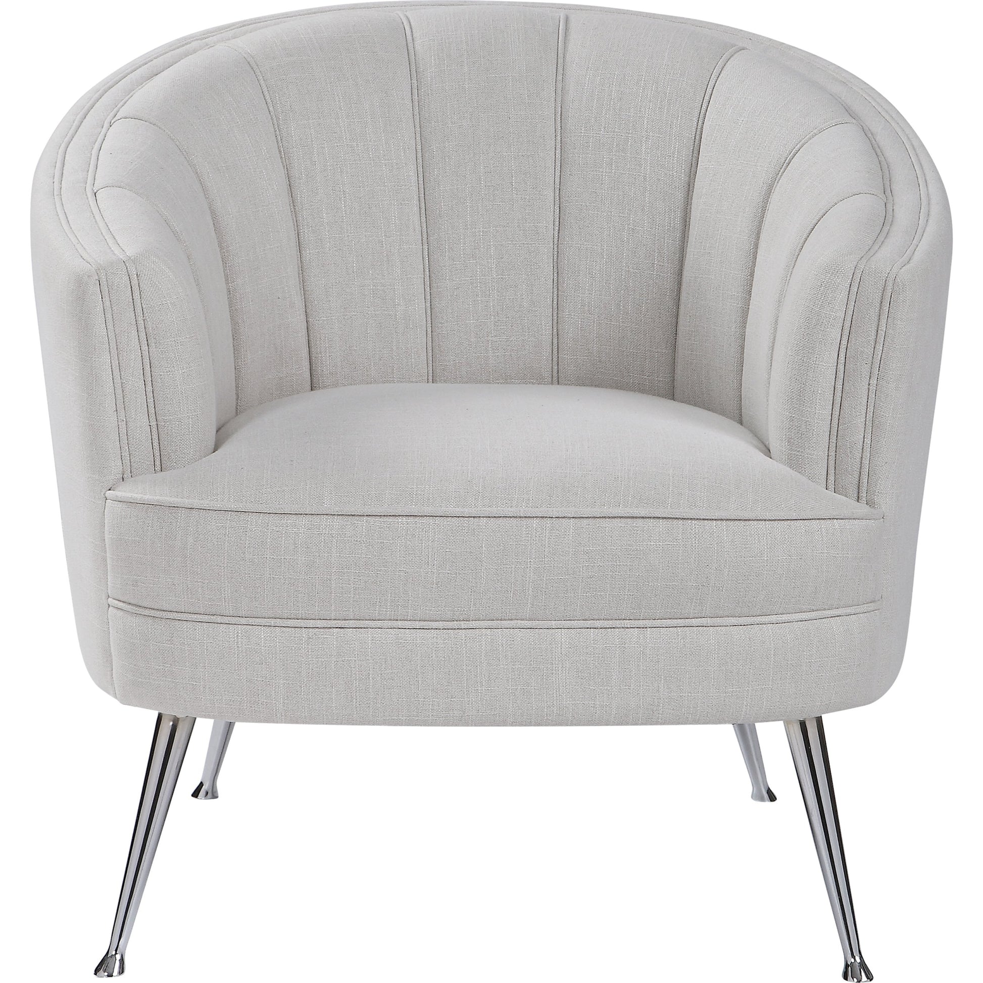 Janie Accent Chair by Uttermost in polished nickel. Made from fabric, plywood, foam, iron in a modern style.
