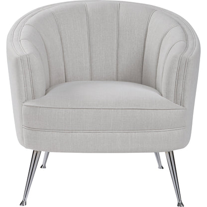 Janie Accent Chair by Uttermost in polished nickel. Made from fabric, plywood, foam, iron in a modern style.