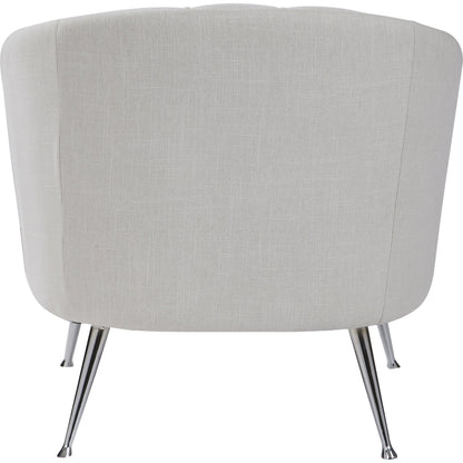 Janie Accent Chair by Uttermost in polished nickel. Made from fabric, plywood, foam, iron in a modern style.