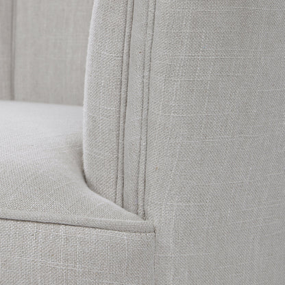 Janie Accent Chair by Uttermost in polished nickel. Made from fabric, plywood, foam, iron in a modern style.