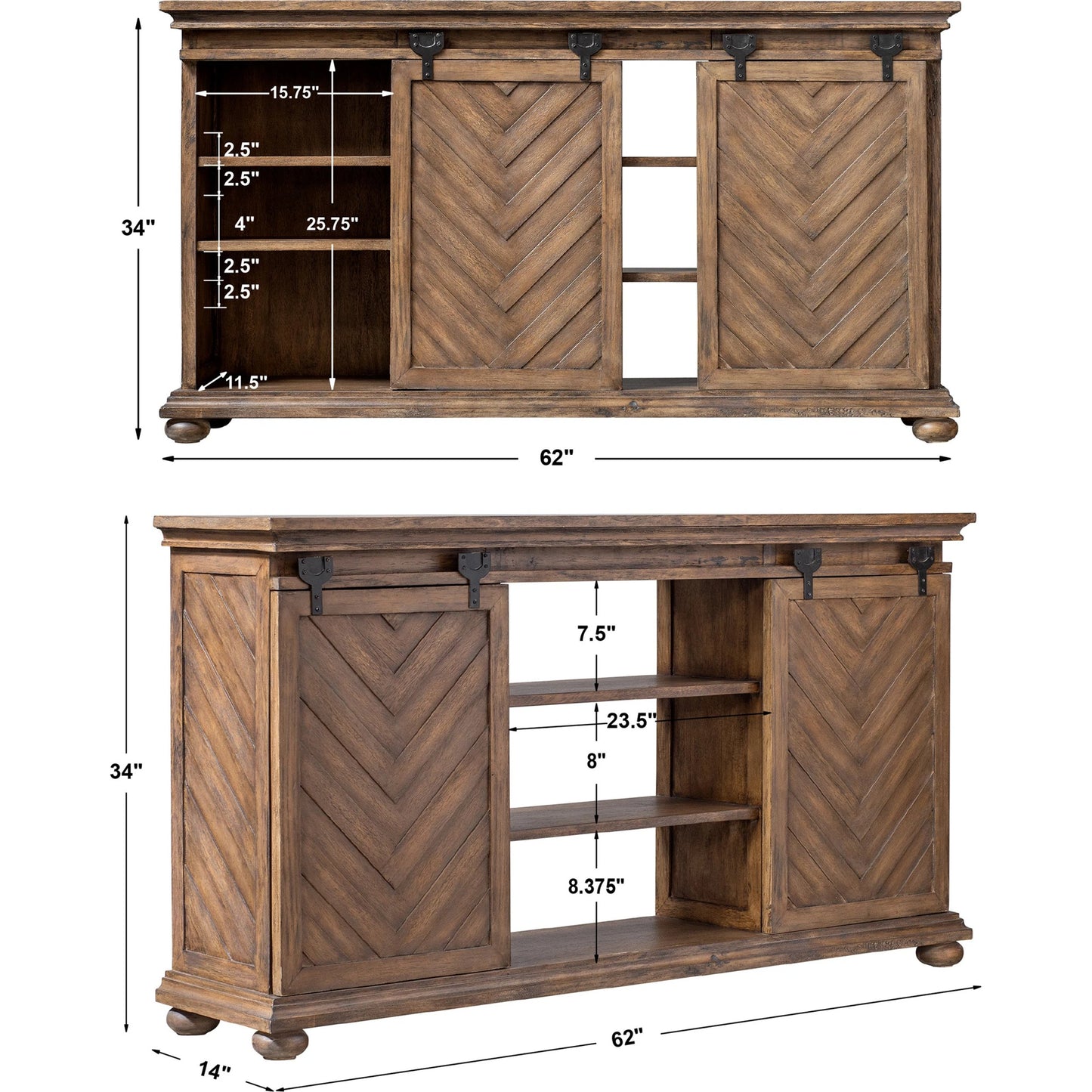 012 SR-766761 | Additional Silo | Primalia Barn Door Media Console by Uttermost. Made from mdf carb phase 2 with javawood, mdf in a rustic style.