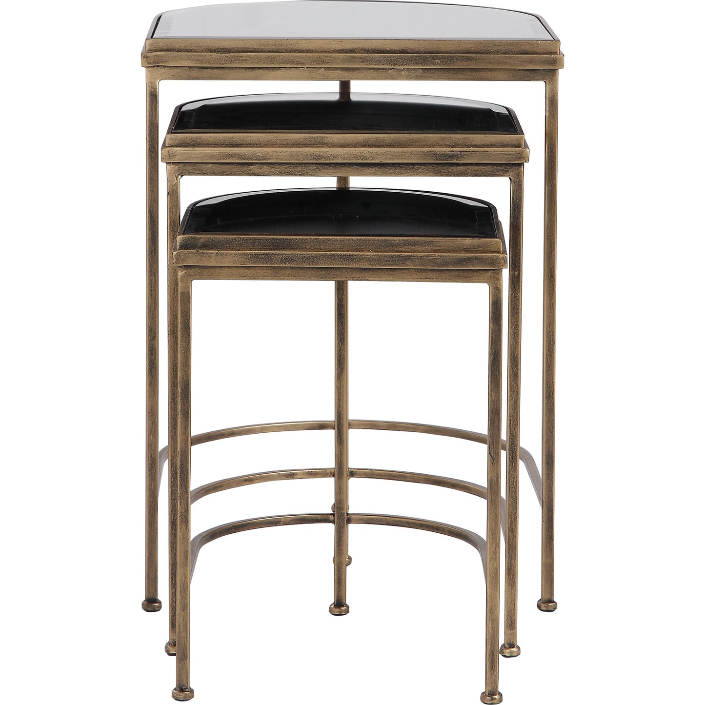004 SR-388983 | Additional Silo | India Nesting Tables by Uttermost in antique brushed gold. Made from mirror 45%, iron 55% in a transitional style.