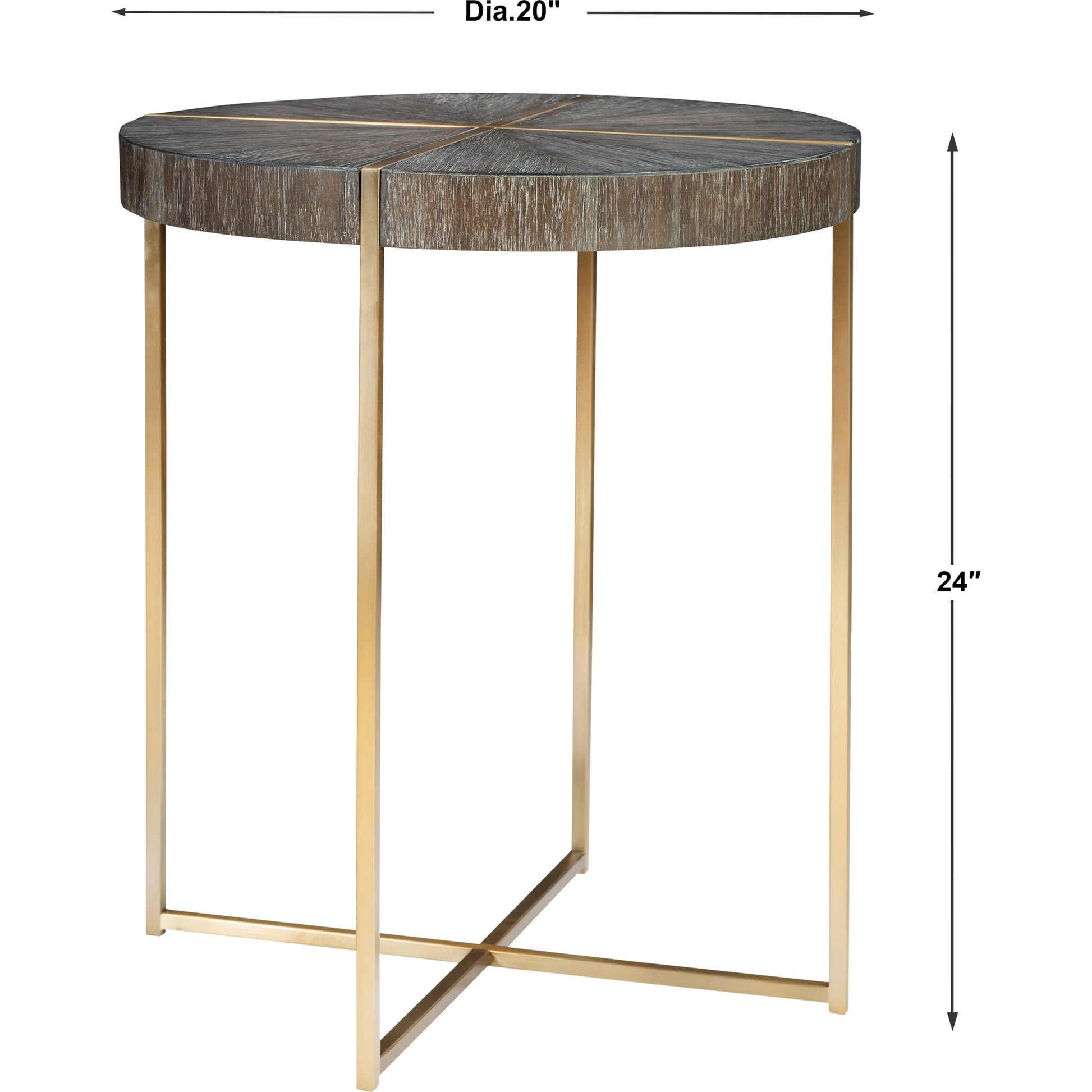 Taja Round Accent Table by Uttermost in dark walnut, gray. Made from stainless steel, acacia veneered mdf top in a modern style.