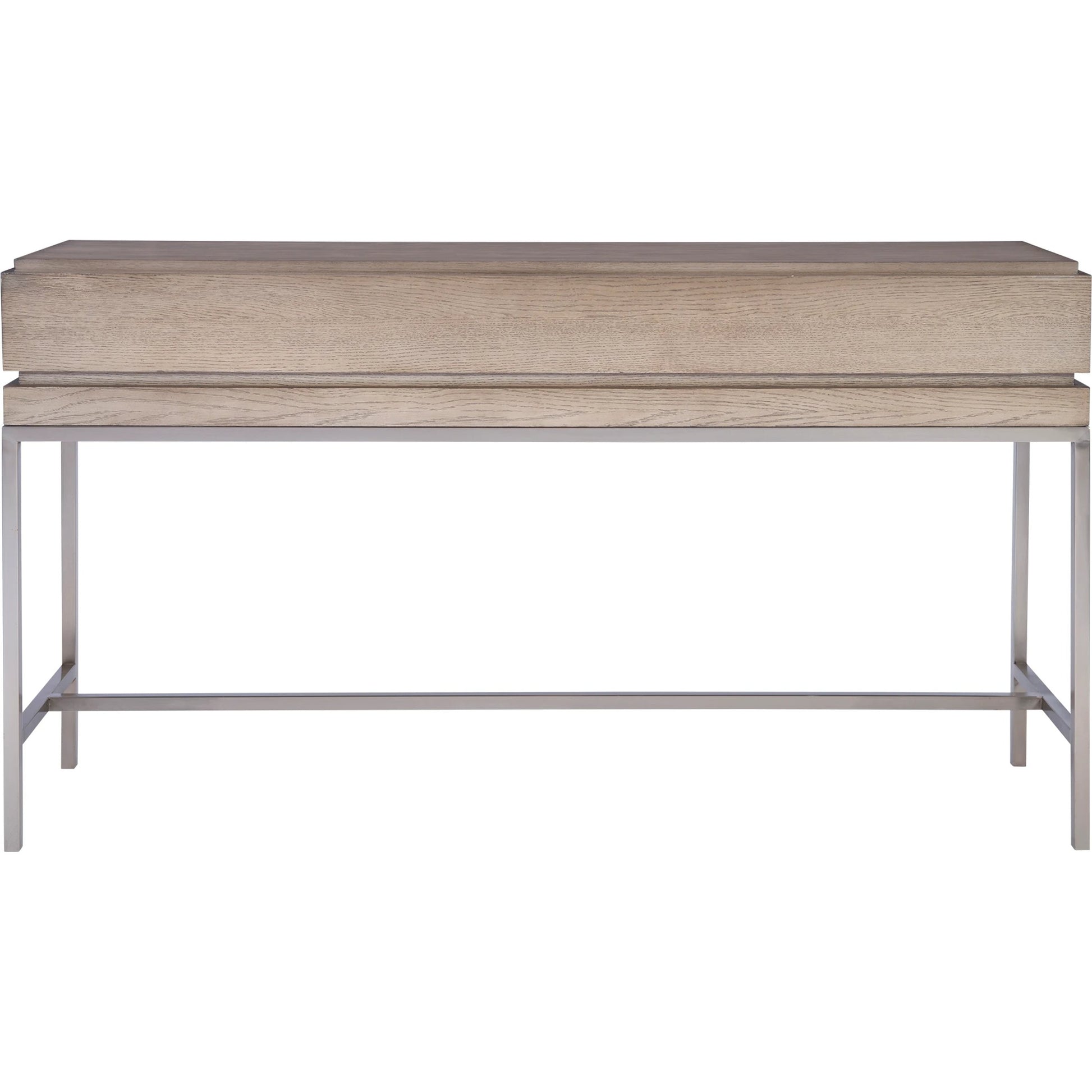 Kamala Console Table by Uttermost in gray. Made from stainless steel, mdf, oak veneer in a modern style.