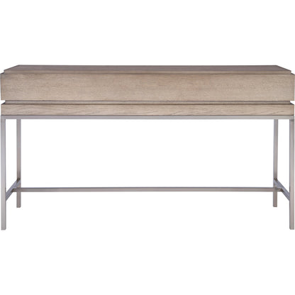 Kamala Console Table by Uttermost in gray. Made from stainless steel, mdf, oak veneer in a modern style.