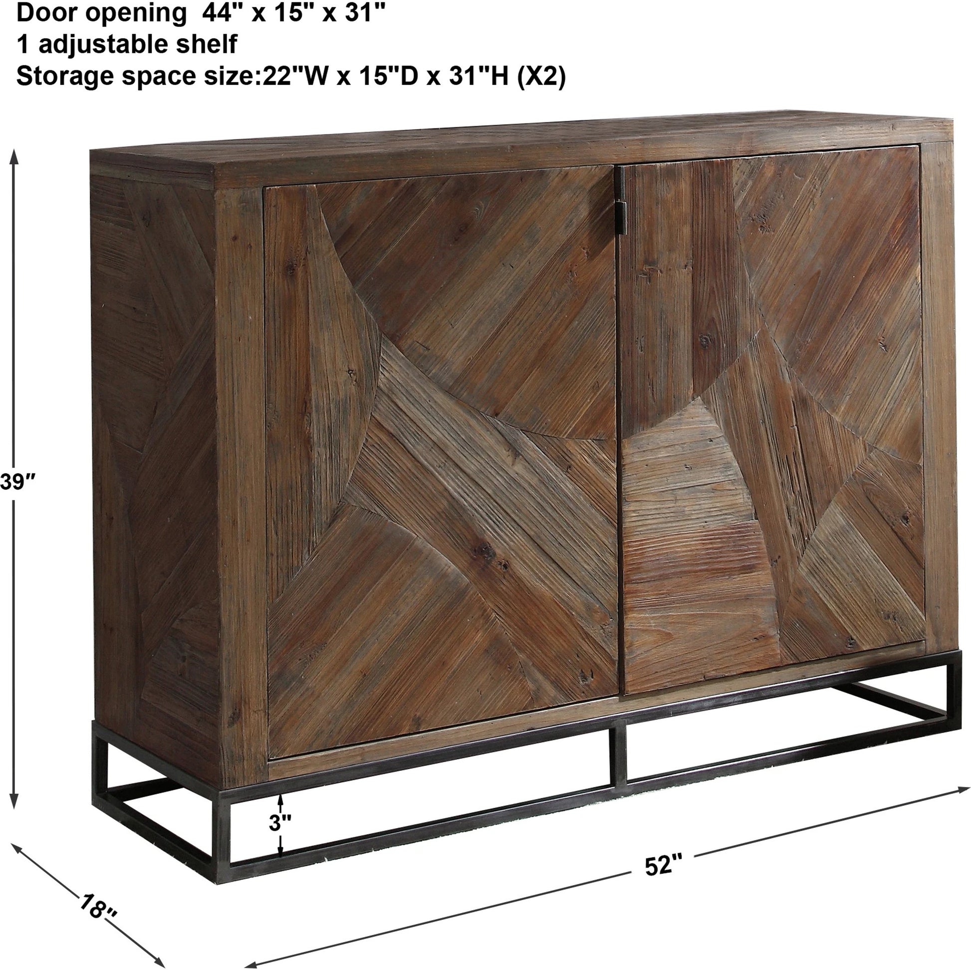 Evros Cabinet by Uttermost. Made from reclaimed fir, plywood, iron in a modern style.