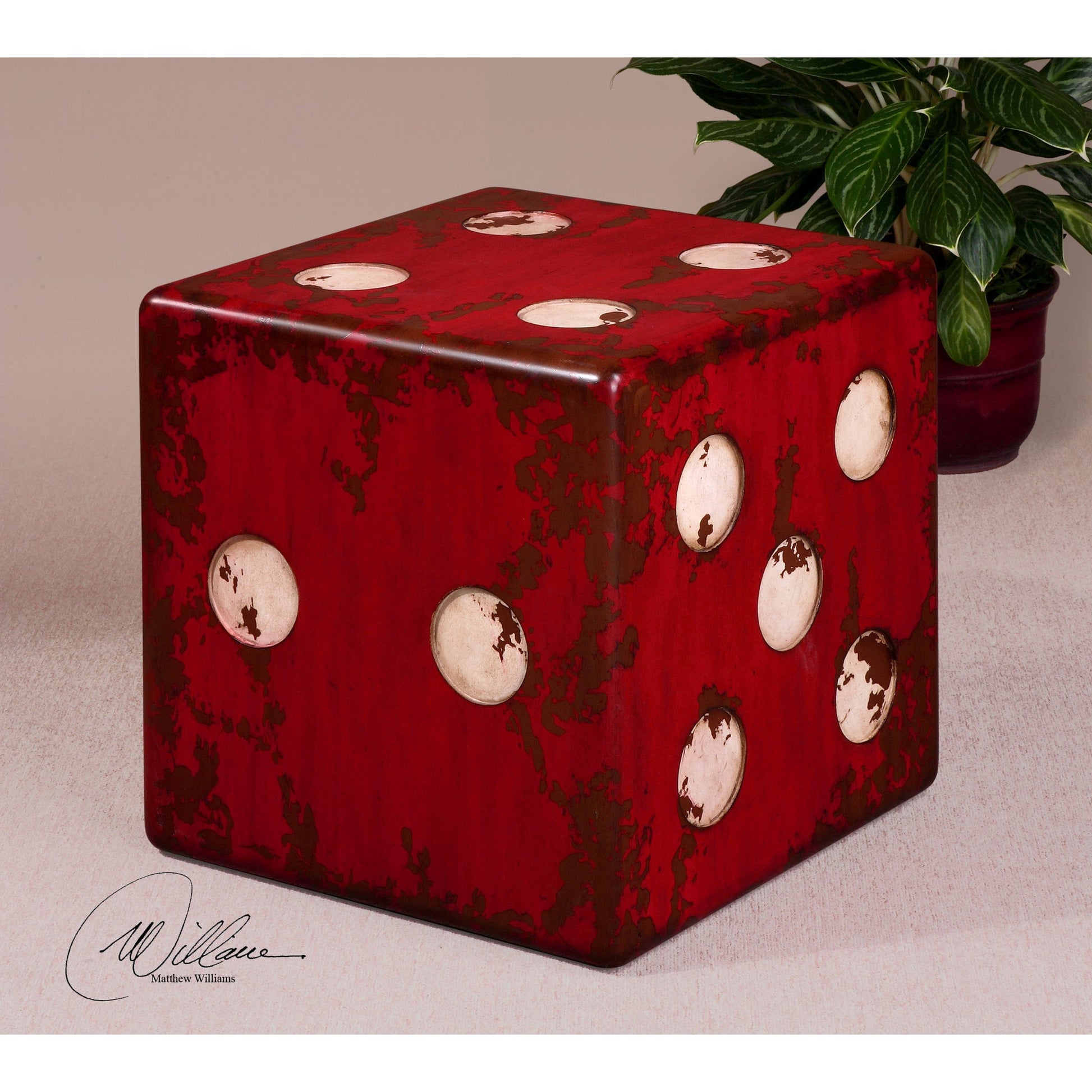 Dice Red Accent Table by Uttermost in red. Made from mdf, fir wood in a cottage & farmhouse style.