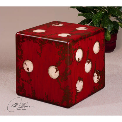 Dice Red Accent Table by Uttermost in red. Made from mdf, fir wood in a cottage & farmhouse style.
