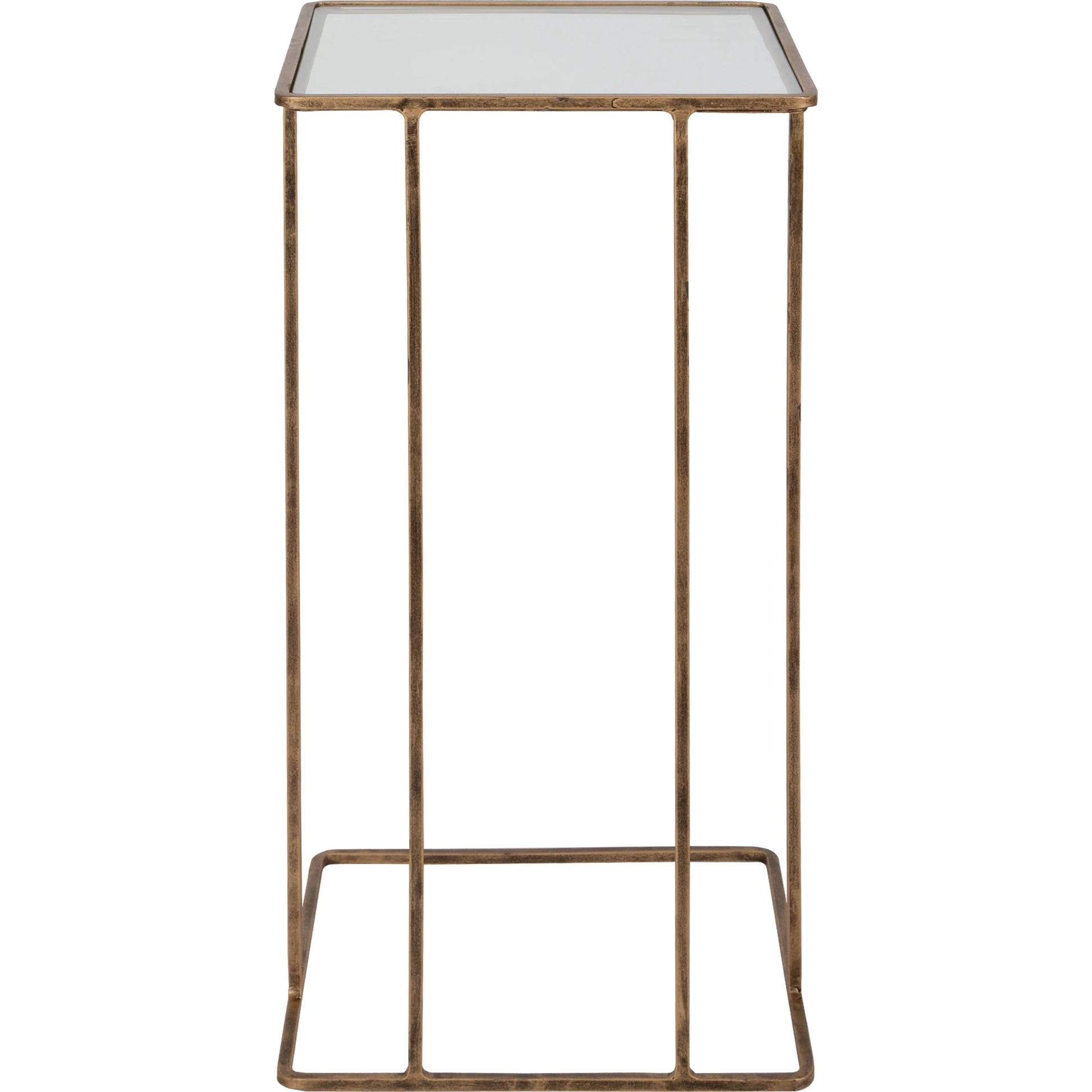 Cadmus Table by Uttermost in gold. Made from iron, glass in a modern style.