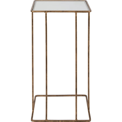 Cadmus Table by Uttermost in gold. Made from iron, glass in a modern style.