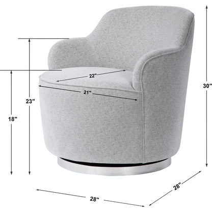 Hobart Casual Swivel Chair by Uttermost. Made from plywood, stainless steel, fabric, foam in a modern style.