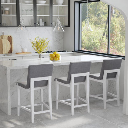 Brazos Counter Stool by Uttermost in gray. Made from rubber wood, plywood, fabric, foam in a modern style.