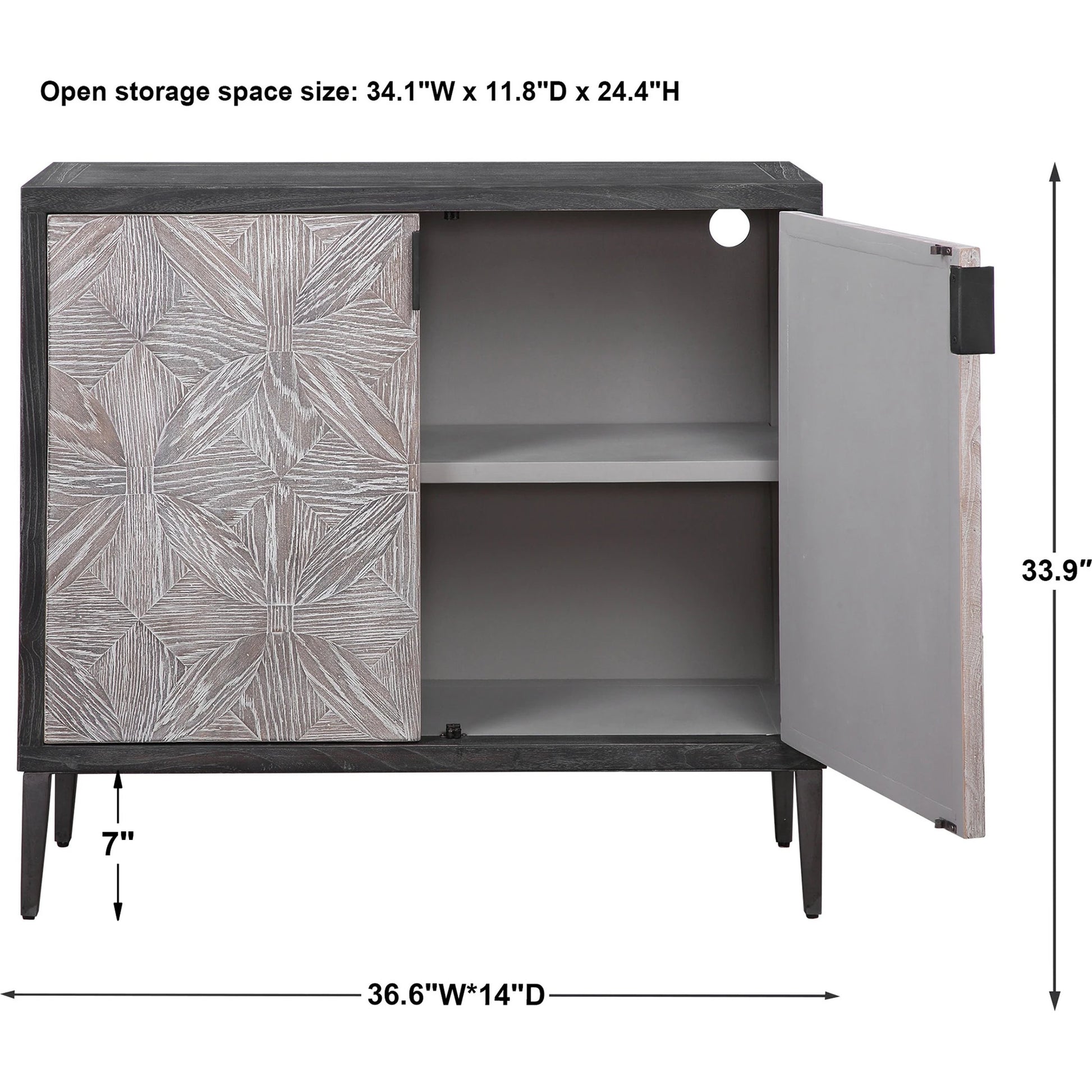 Laurentia Accent Cabinet by Uttermost. Made from elm, elm (venner), oak (venner), iron, plywood in a modern style.