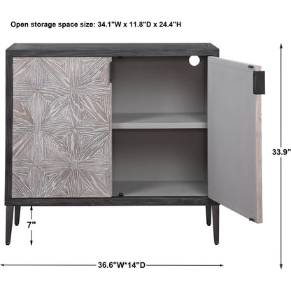 Laurentia Accent Cabinet by Uttermost. Made from elm, elm (venner), oak (venner), iron, plywood in a modern style.